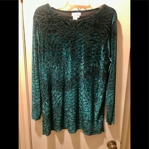 Fabulous cut velvet turquoise blouse,